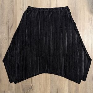Black Asymmetrical Midi Skirt with Pleats